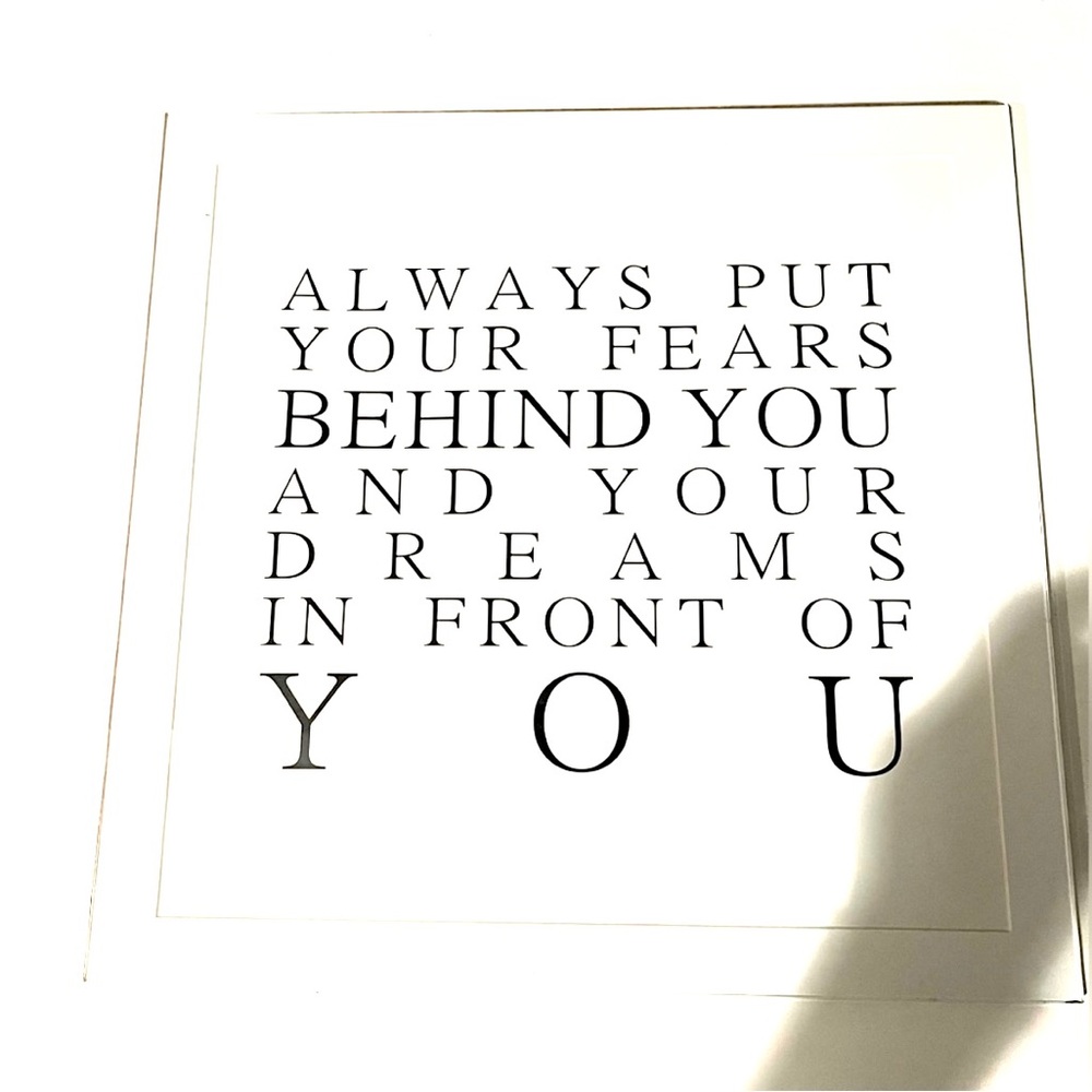 Motivational Quote Wall Art - Black Text on White matting